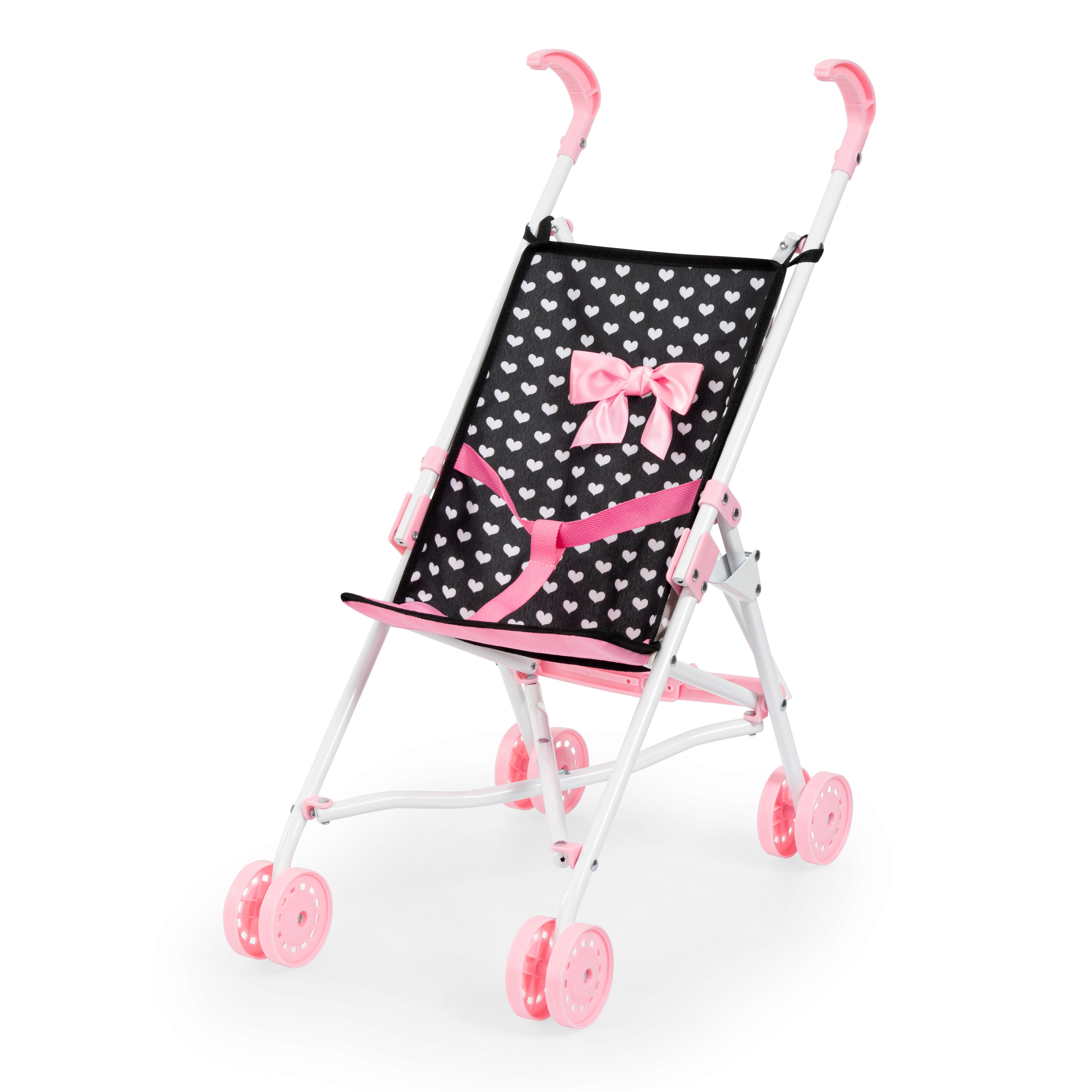 Коляска Dolls Buggy с бантиком черно-розовая