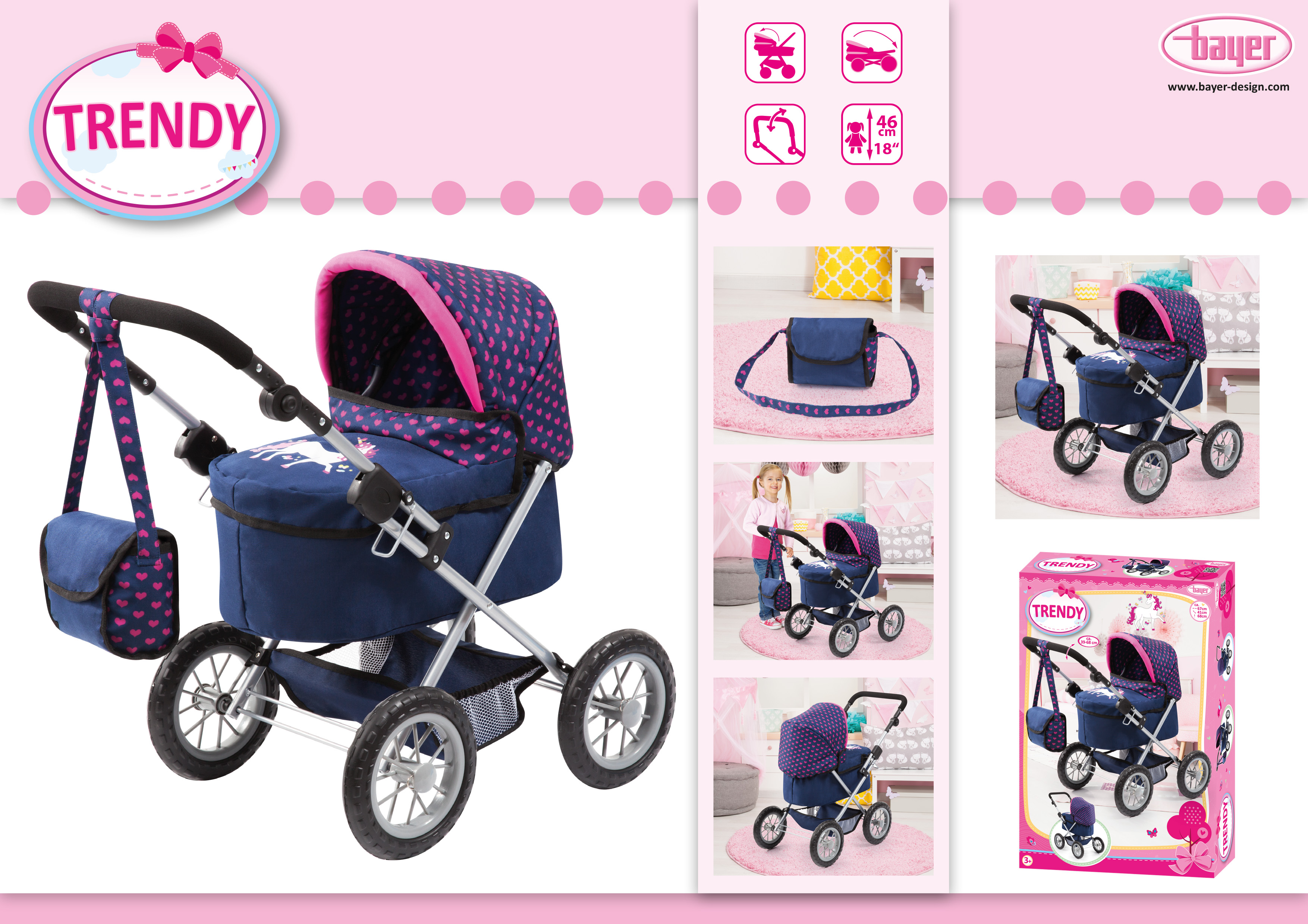 Коляска с Единорогом Trendy синяя