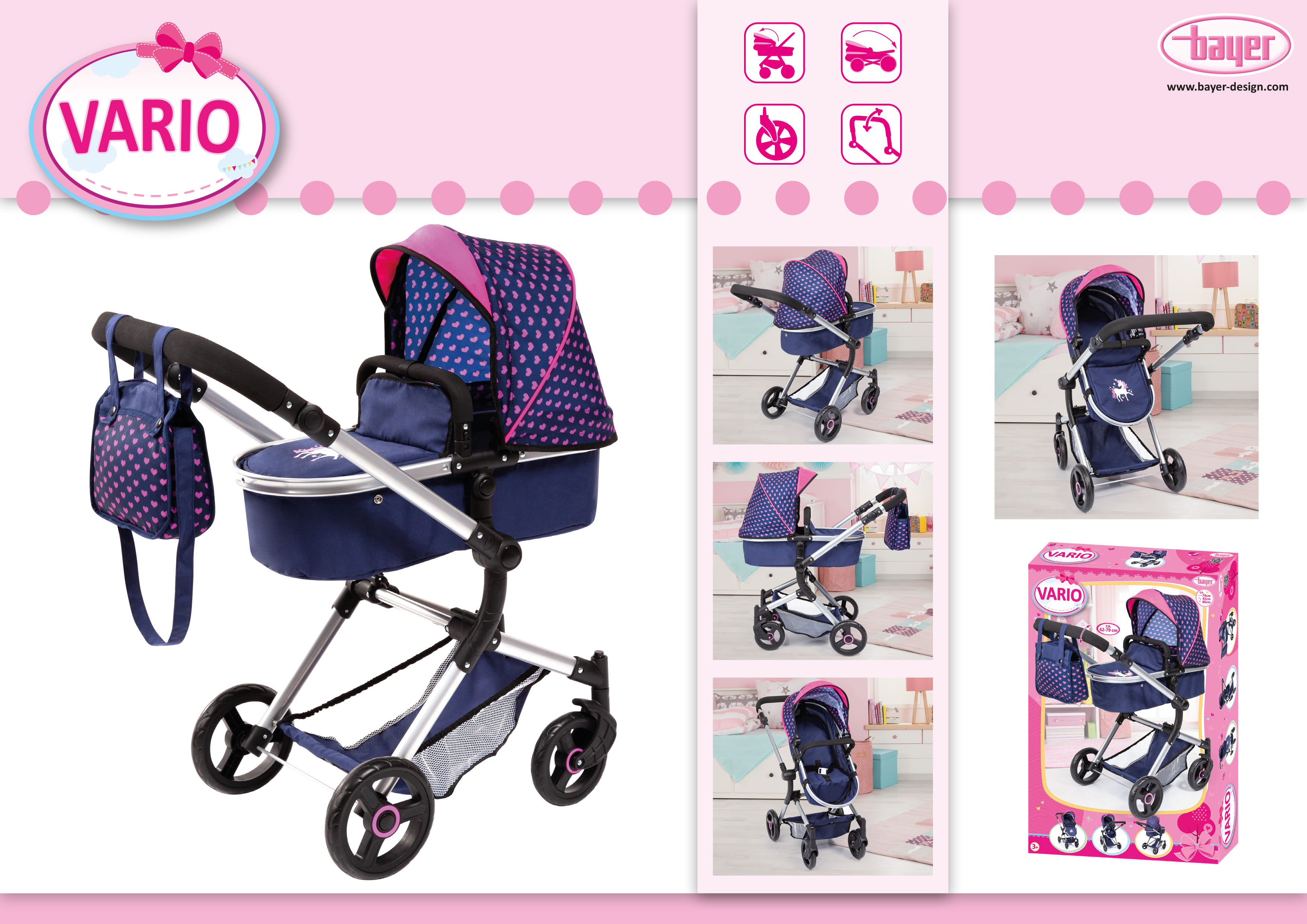 Коляска с Единорогом Combi Dolls Pram Vario