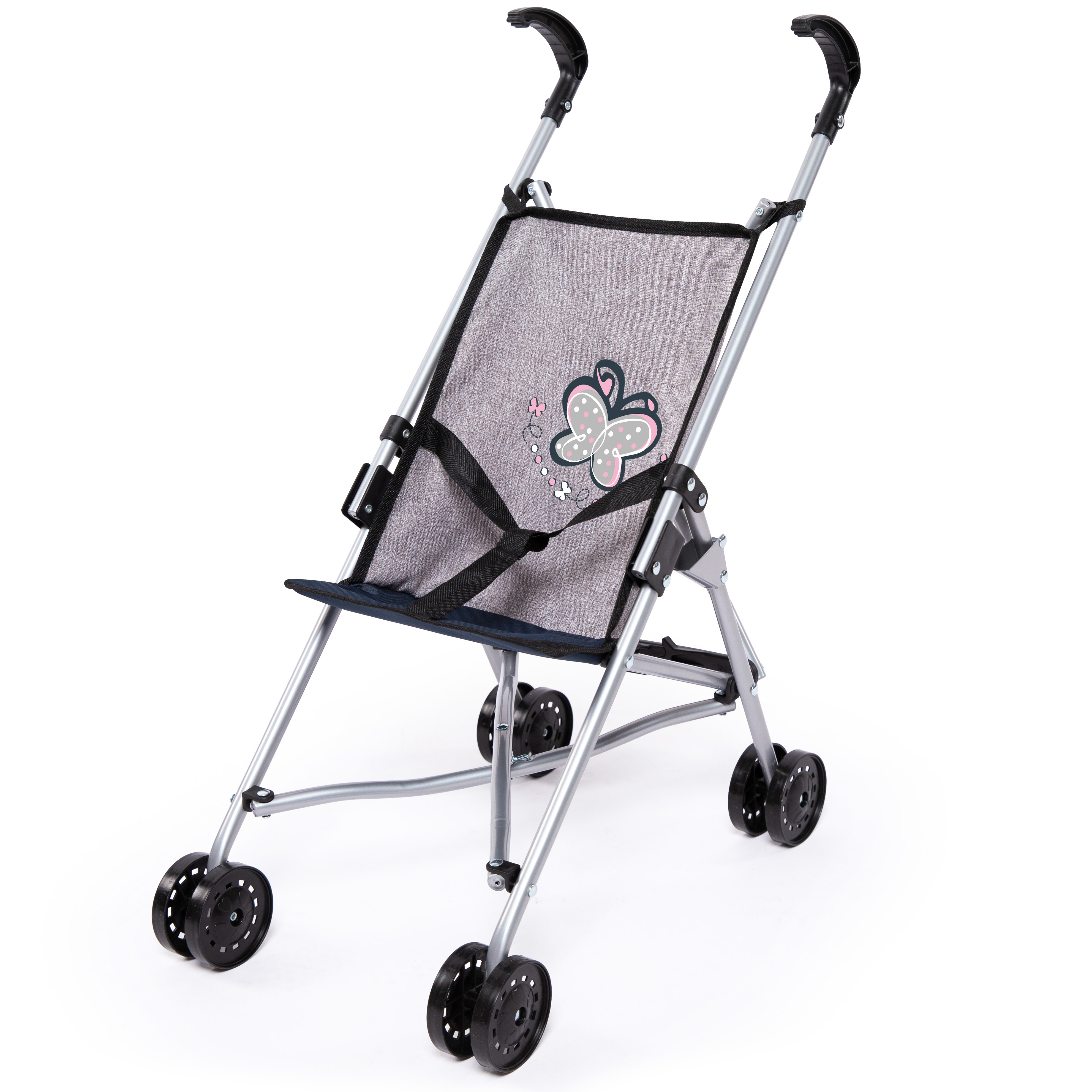 Коляска Dolls Buggy с бабочкой серая