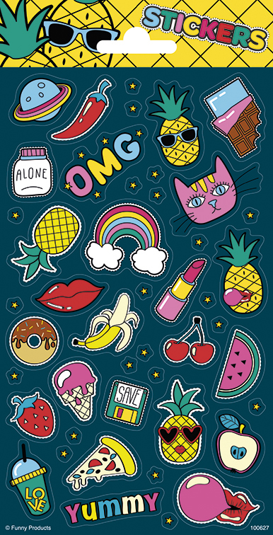 Наклейки 200*102 мм Ананас БЛЕСТЯЩИЕ