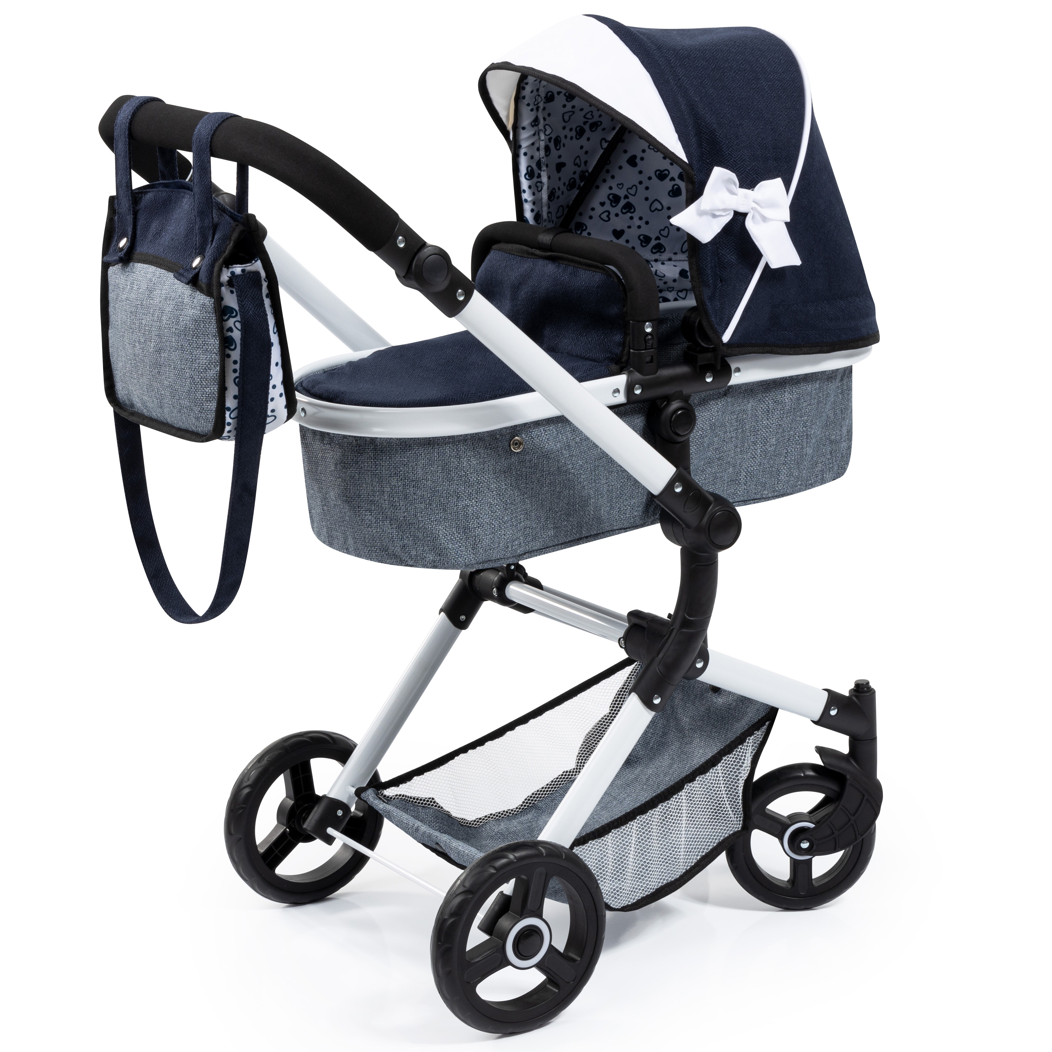 Детская Коляска для кукол Pram Neo Vario (сине-серая)